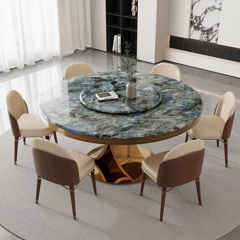 green marble dining table styling