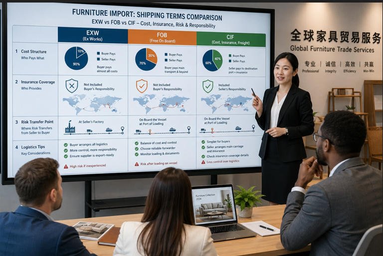 FOB vs CIF vs EXW furniture imports