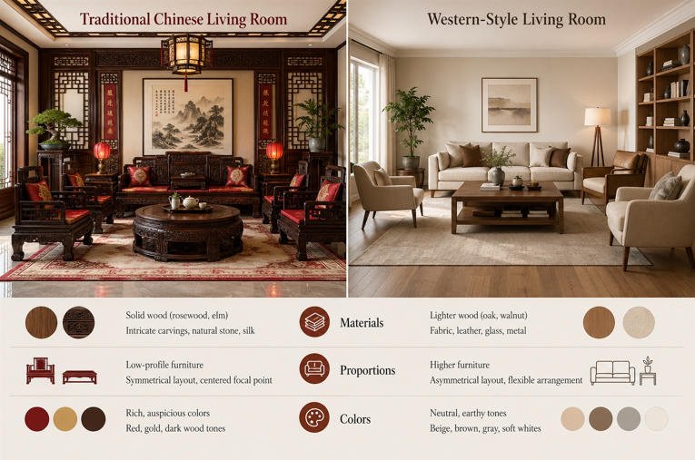 Chinese wood furniture vs Western styles